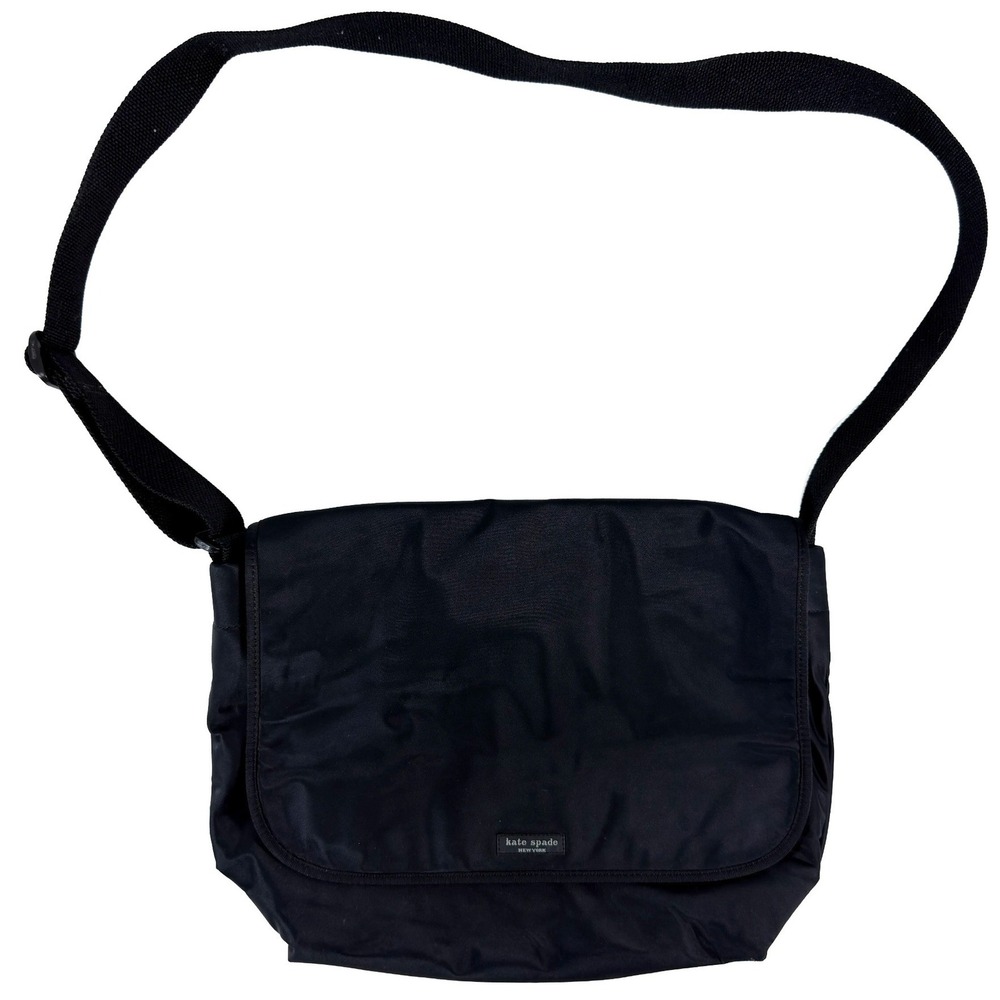Vintage Kate Spade New York Messenger Crossbody Bag Black Y2K Nylon Made In USA